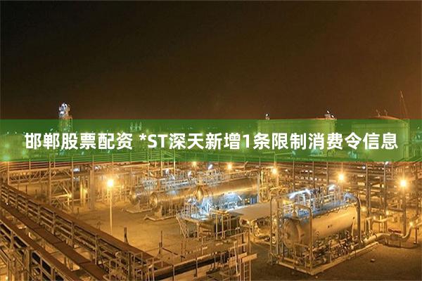 邯郸股票配资 *ST深天新增1条限制消费令信息