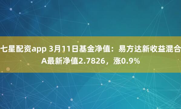 七星配资app 3月11日基金净值：易方达新收益混合A最新净值2.7826，涨0.9%