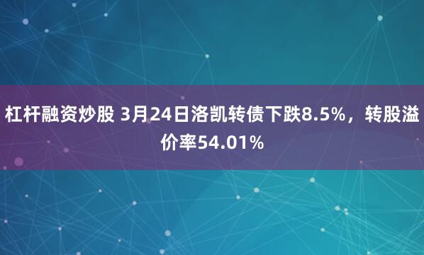 杠杆融资炒股 3月24日洛凯转债下跌8.5%，转股溢价率54.01%