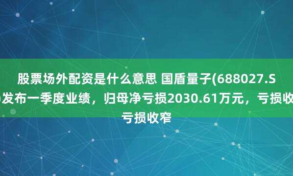 股票场外配资是什么意思 国盾量子(688027.SH)发布一季度业绩，归母净亏损2030.61万元，亏损收窄
