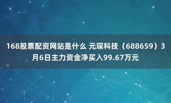 168股票配资网站是什么 元琛科技（688659）3月6日主力资金净买入99.67万元