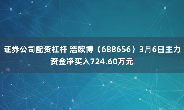证券公司配资杠杆 浩欧博（688656）3月6日主力资金净买入724.60万元