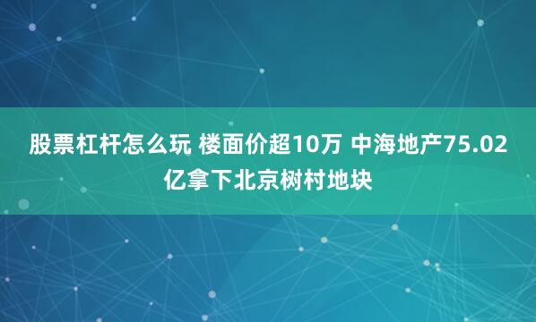 股票杠杆怎么玩 楼面价超10万 中海地产75.02亿拿下北京树村地块